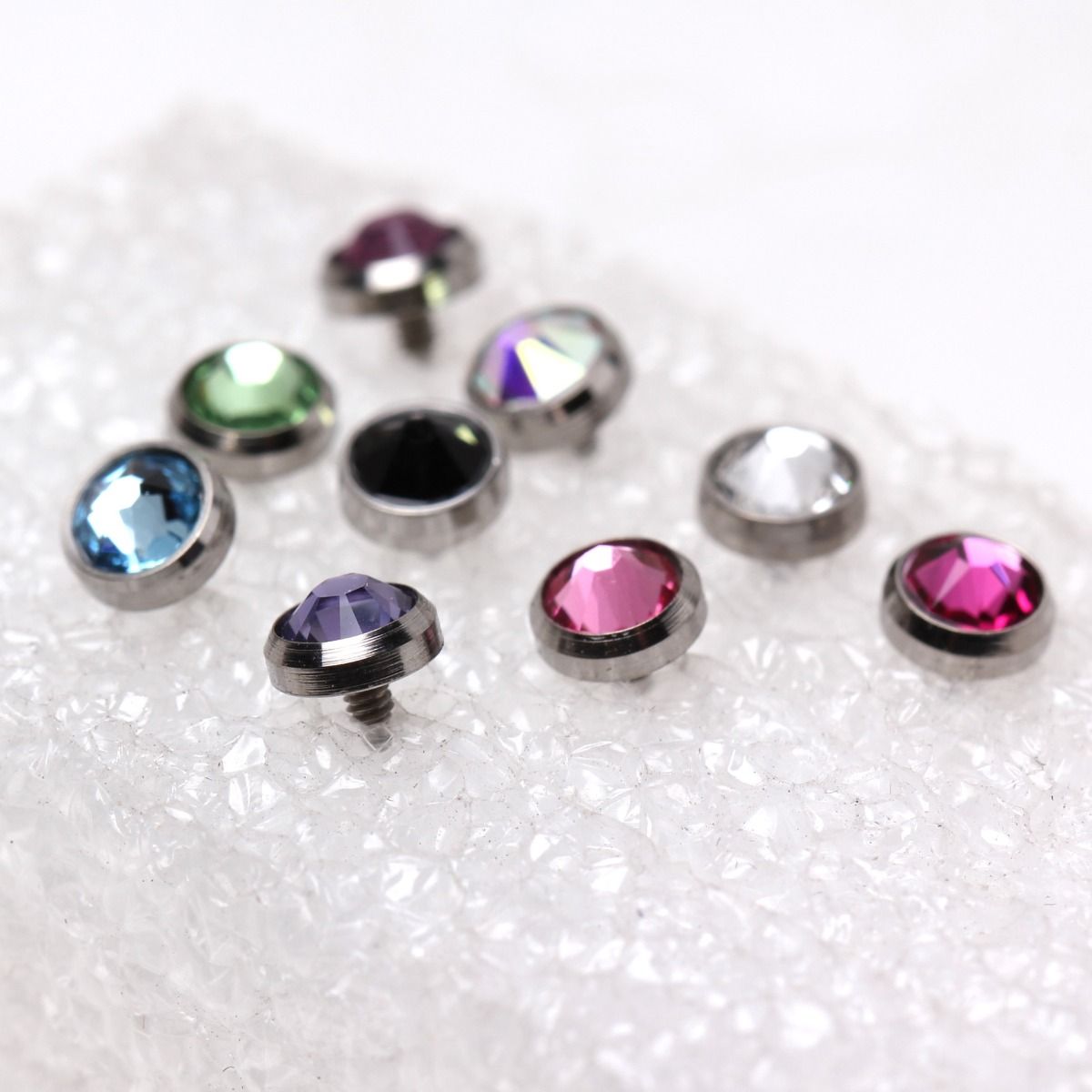 Dermals Grade 23 Titanium Internally Threaded Dermal Top w/ Cubic Zirconia -Rebel Bod-RebelBod