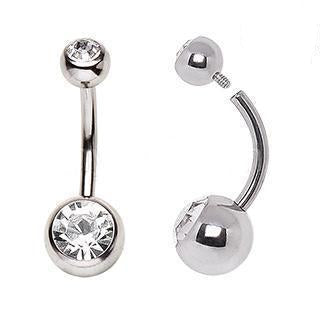 Belly Ring - No Dangle Internally Threaded Titanium Navel Ring w/ CZ Balls -Rebel Bod-RebelBod