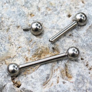 STRAIGHT BARBELL Internally Threaded Titanium Straight Barbell w/ Solid Balls -Rebel Bod-RebelBod