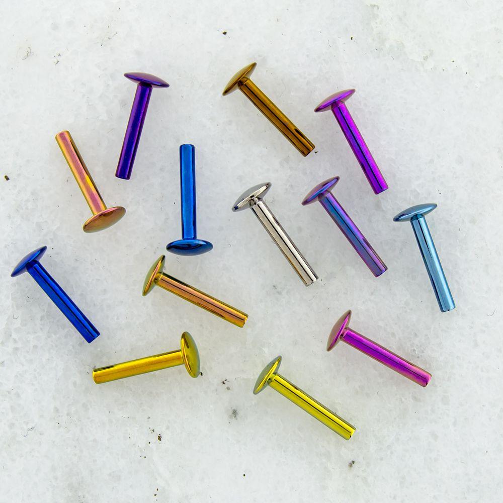 Labret Studs Light Blue Titanium Labret POST ONLY Internally Threaded 5mm Back - 1 Piece -Rebel Bod-RebelBod