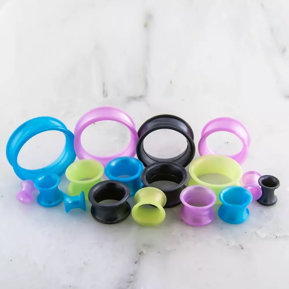 Tunnels - Double Flare Metallic Black Silicone Tunnel - 1 Piece #SPLT#2 -Rebel Bod-RebelBod