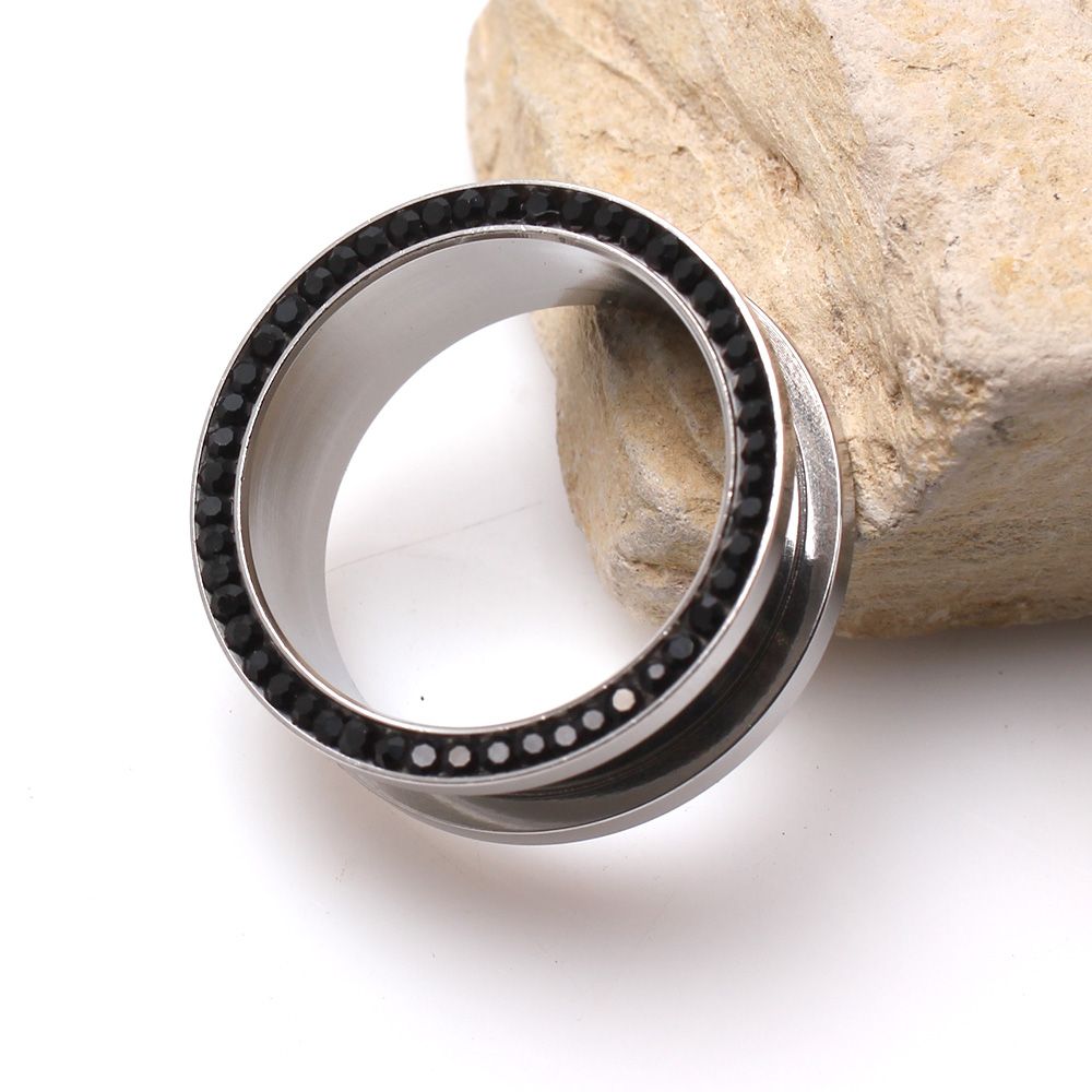 Tunnels - Double Flare Multi CZ Screw Fit Tunnel Plug - 1 Piece -Rebel Bod-RebelBod