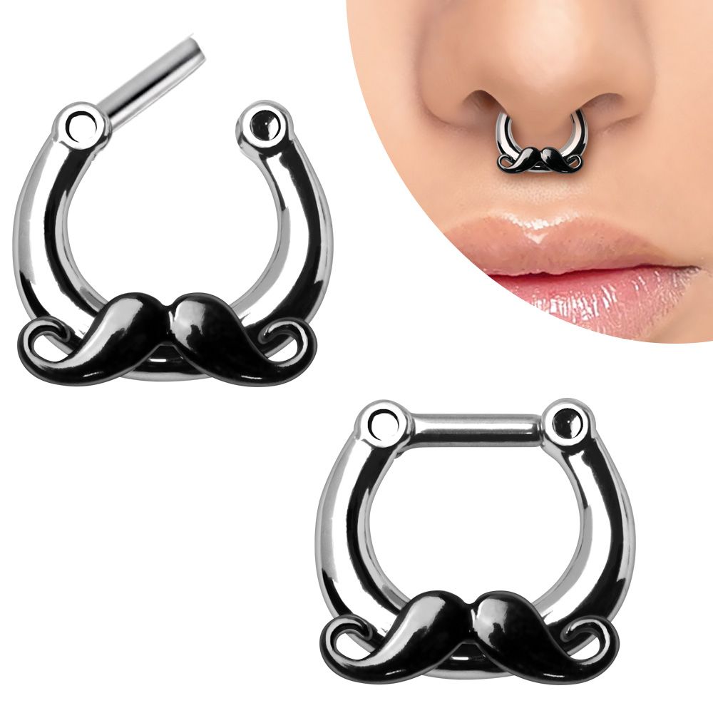 Clicker - Cartilage | Septum Mustache Septum Clicker / Daith Clicker -Rebel Bod-RebelBod