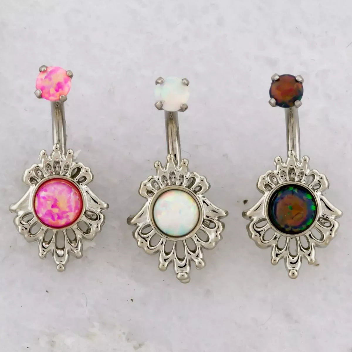 CURVED BARBELL Opal Filigree Curved Barbell -Rebel Bod-RebelBod