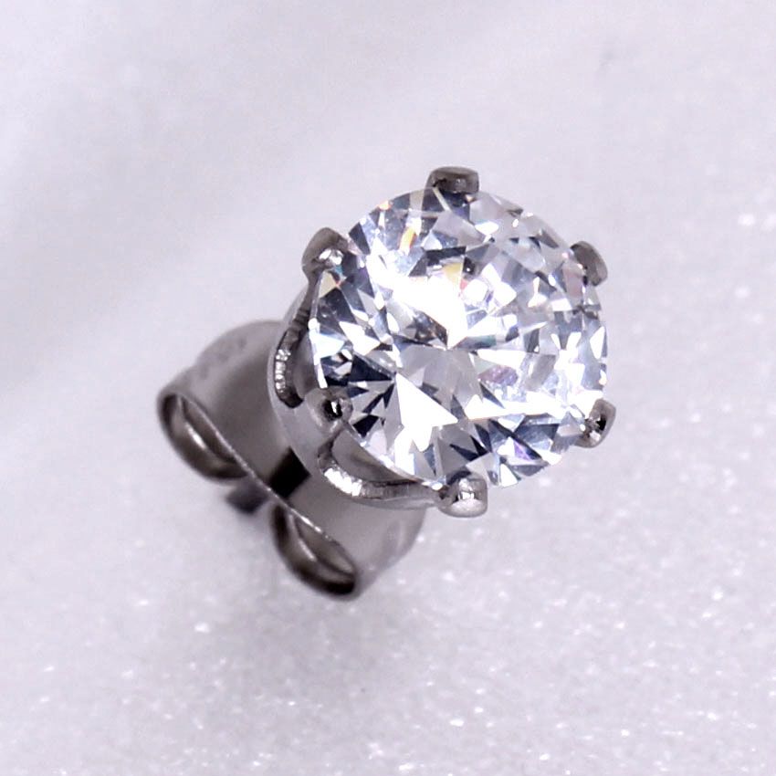 Stud Earrings Pair of Clear Round CZ Stud Earrings - 1 Pair -Rebel Bod-RebelBod