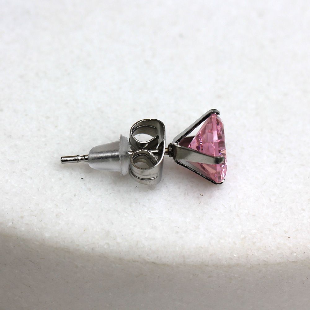 Stud Earrings Pair of Pink Round CZ Stud Earrings - 1 Pair -Rebel Bod-RebelBod