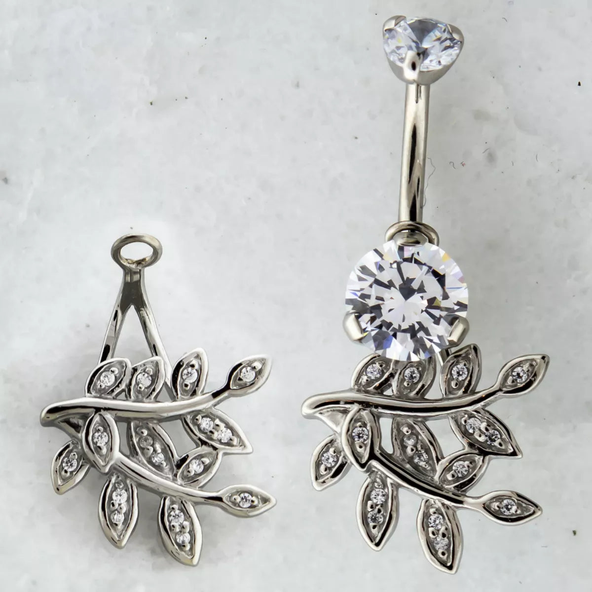 Belly Ring - Dangle Pave Branches Navel Hanger - 1 Piece -Rebel Bod-RebelBod