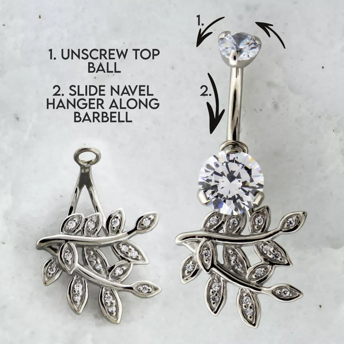 Belly Ring - Dangle Pave Branches Navel Hanger - 1 Piece -Rebel Bod-RebelBod