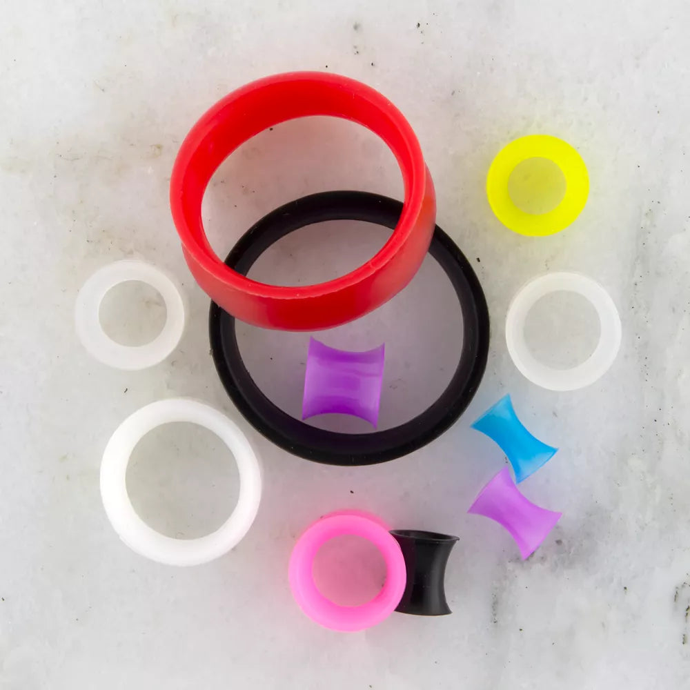 Tunnels - Double Flare Pink Silicone Double Flare Tunnel Thin Walls - 1 Piece #SPLT#2 -Rebel Bod-RebelBod