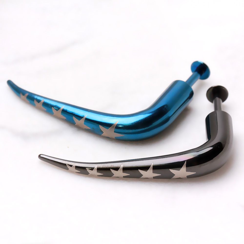 Labret Studs PVD Plated 316L Surgical Steel Talon Labret w/ Stars / Fake Taper -Rebel Bod-RebelBod