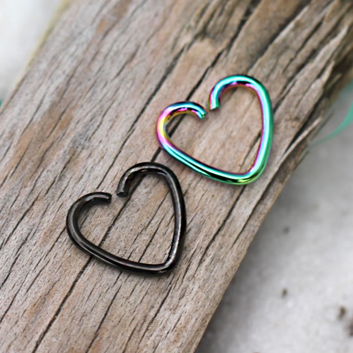 Cartilage Earring - Cartilage Hoop PVD Plated Heart Shaped Cartilage Earring - 1 Piece -Rebel Bod-RebelBod