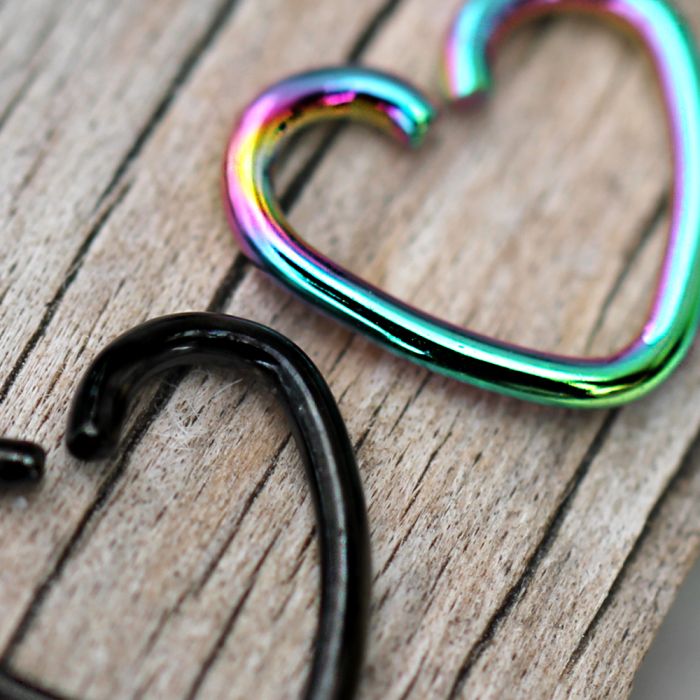 Cartilage Earring - Cartilage Hoop PVD Plated Heart Shaped Cartilage Earring - 1 Piece -Rebel Bod-RebelBod