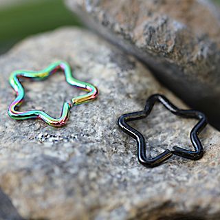 Cartilage Earring - Cartilage Hoop PVD Plated Star Shaped Cartilage Earring - 1 Piece -Rebel Bod-RebelBod