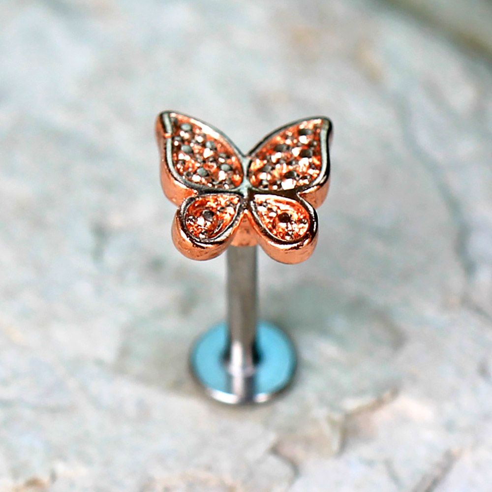 Labret Studs Rose Gold Plated Butterfly Labret -Rebel Bod-RebelBod