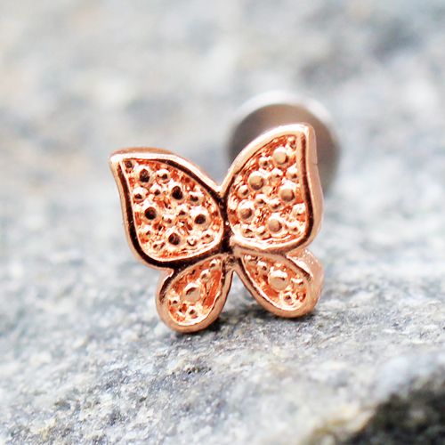 Labret Studs Rose Gold Plated Butterfly Labret -Rebel Bod-RebelBod