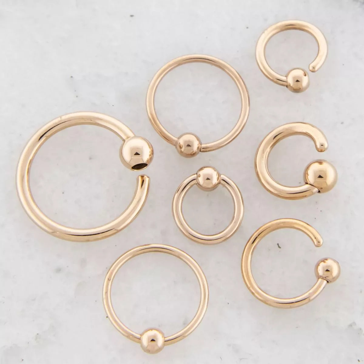 CAPTIVE BEAD RING Rose Gold PVD Fixed Bead Captive Bead Ring CBR - 1 Piece #SPLT#6 -Rebel Bod-RebelBod