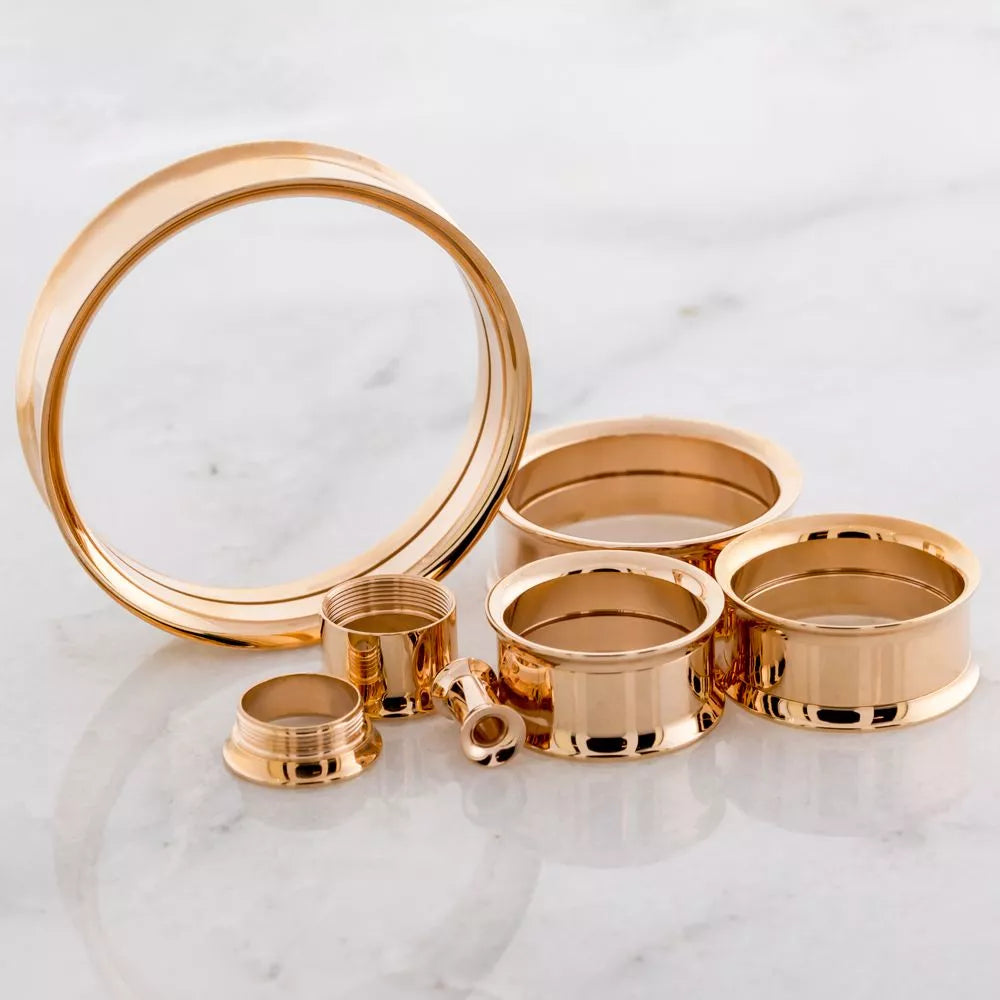 Tunnels - Double Flare Rose Gold Tunnels - 1 Piece #SPLT#1 -Rebel Bod-RebelBod