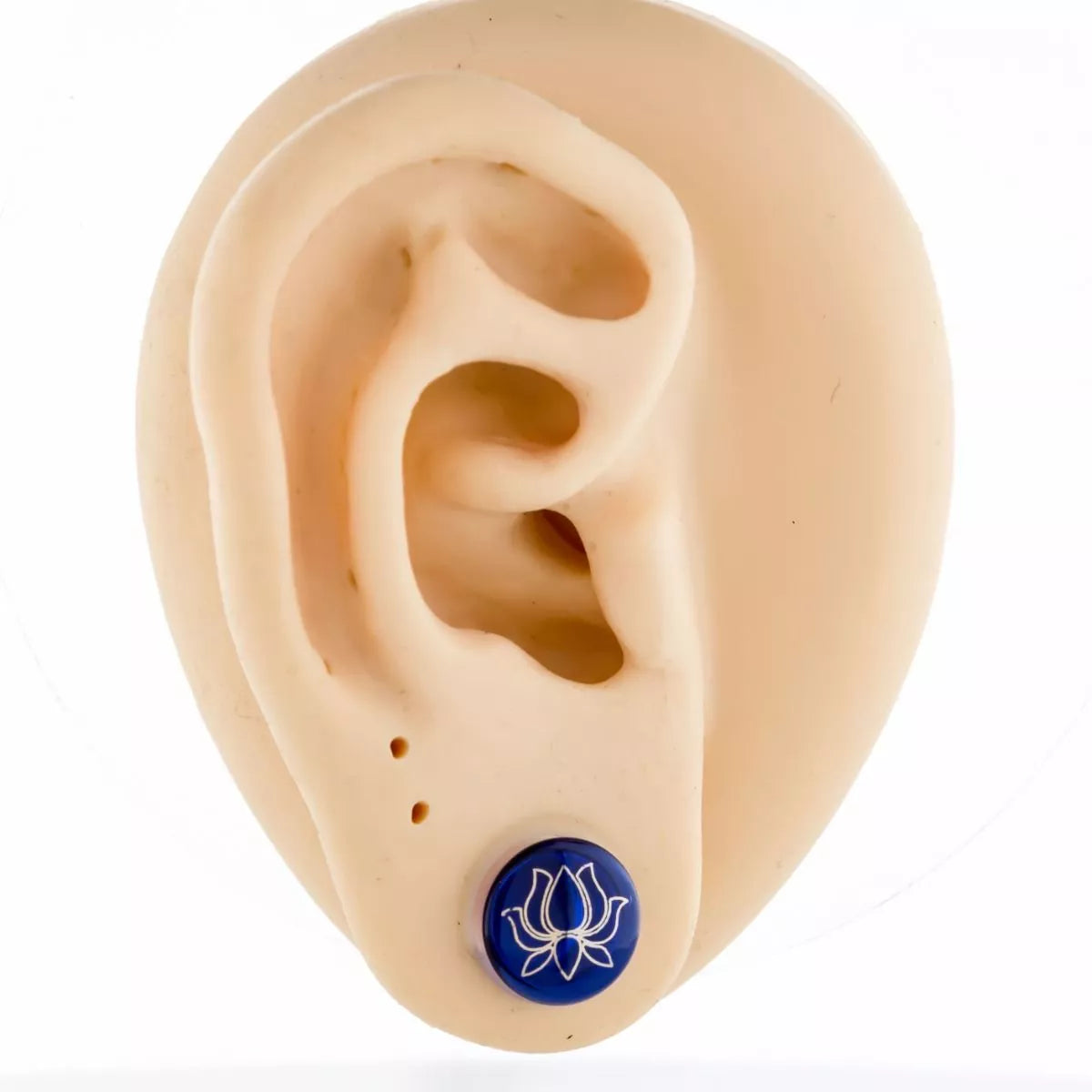 Plugs Earrings - Double Flare Silver Blue Lotus Glass Plugs - 1 Piece #SPLT#2 -Rebel Bod-RebelBod