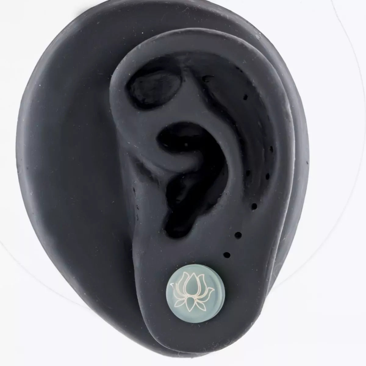 Plugs Earrings - Double Flare Silver Lotus Glass Plugs - 1 Piece #SPLT#2 -Rebel Bod-RebelBod