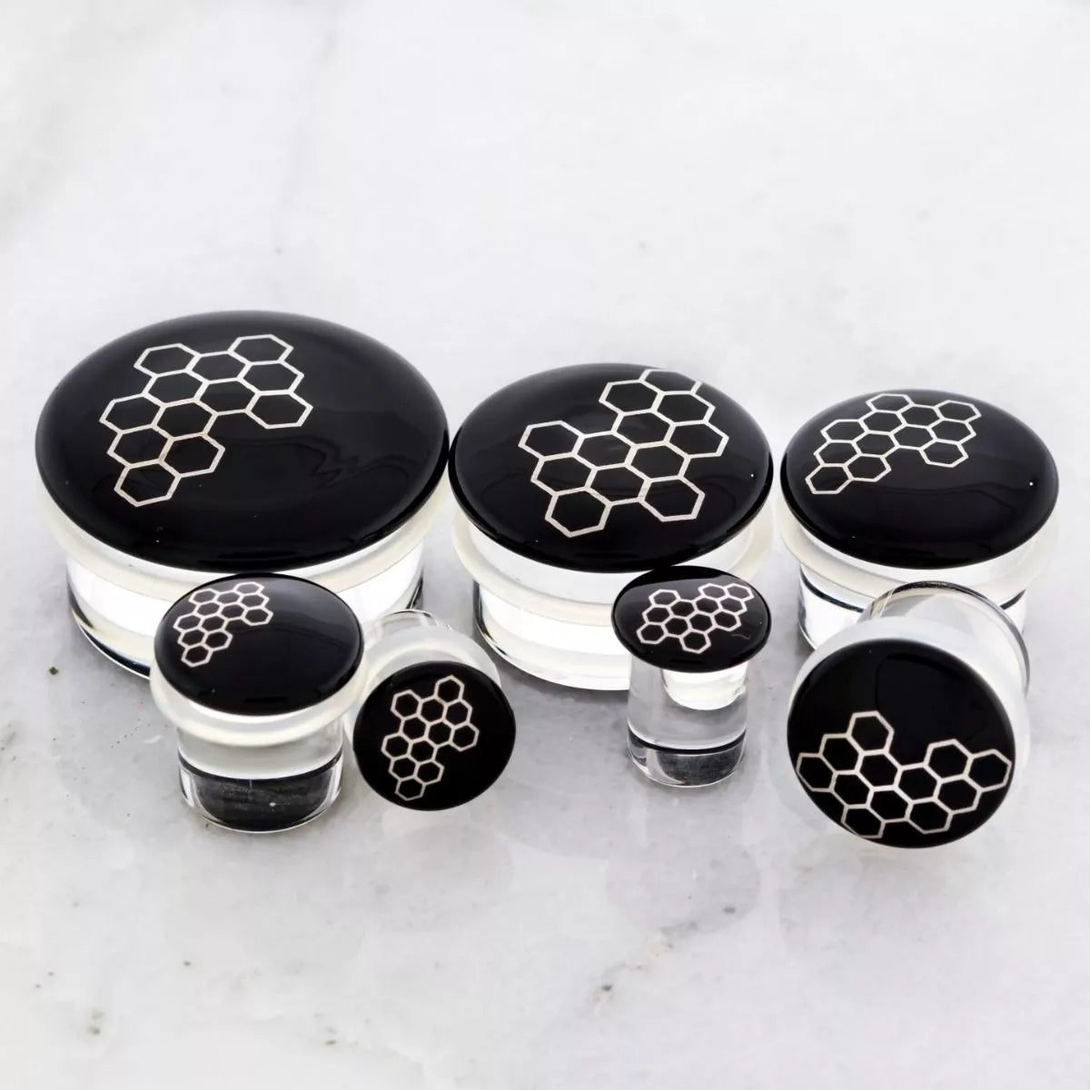 Plugs Earrings - Single Flare Single Flare Plug Color Front W/ Silver Honeycomb Decal - 1 Piece  #SPLT#2 -Rebel Bod-RebelBod