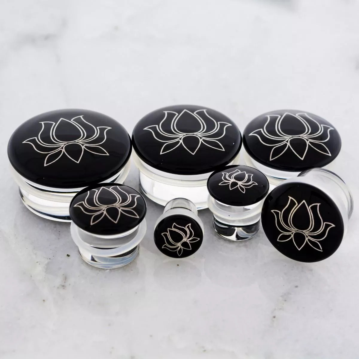 Plugs Earrings - Single Flare Single Flare Plug Color Front W/ Silver Lotus Decal - 1 Piece #SPLT#2 -Rebel Bod-RebelBod