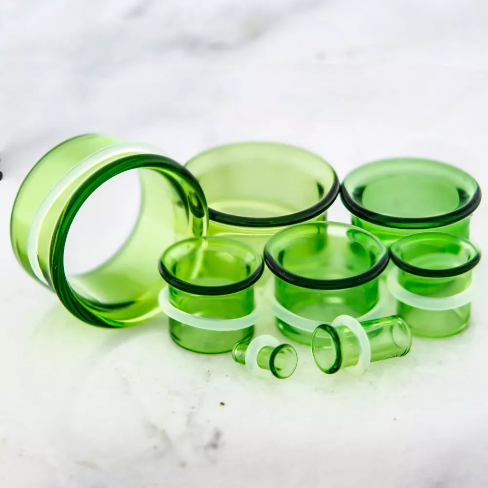 Tunnels - Single Flare Single Flare Tunnels Green Borosilicate Glass - 1 Piece #SPLT#2 -Rebel Bod-RebelBod