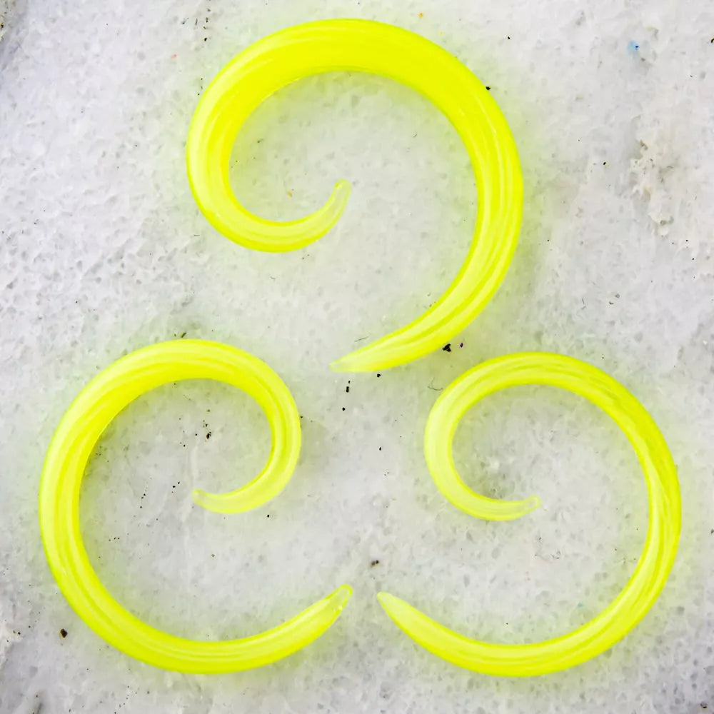 Tapers - Spirals Slyme (Transparent Neon Green) Borosilicate Glass Spirals - 1 Piece #SPLT#2 -Rebel Bod-RebelBod