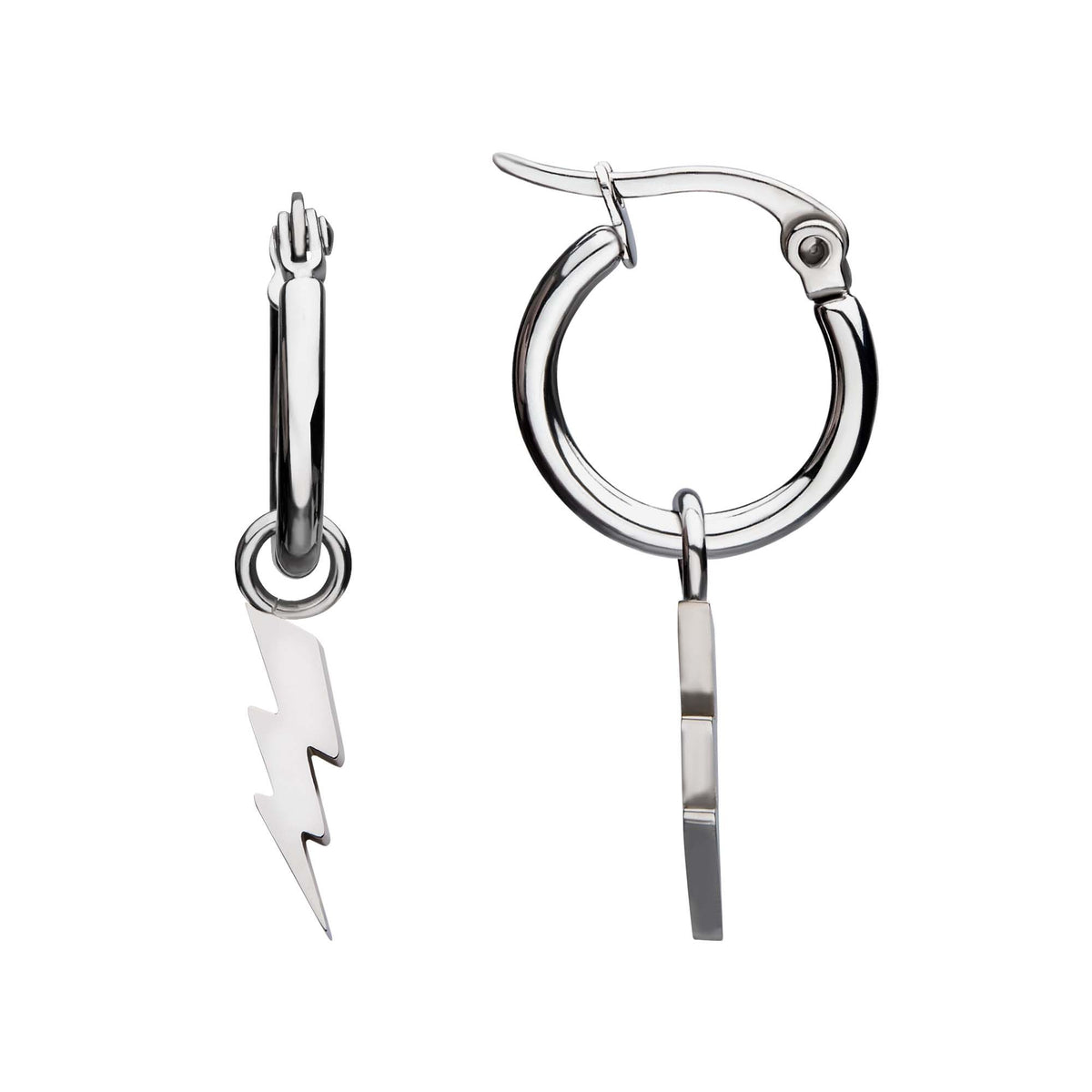 Earrings Stainless Steel Hoop earring Lightning Bolt Charm erhp20214 -Rebel Bod-RebelBod