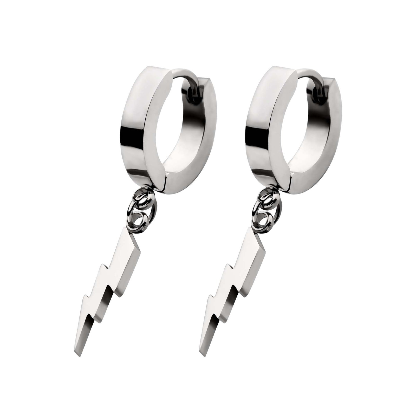Earrings Stainless Steel Huggie earring Lightning Bolt Charm erhg20214 -Rebel Bod-RebelBod