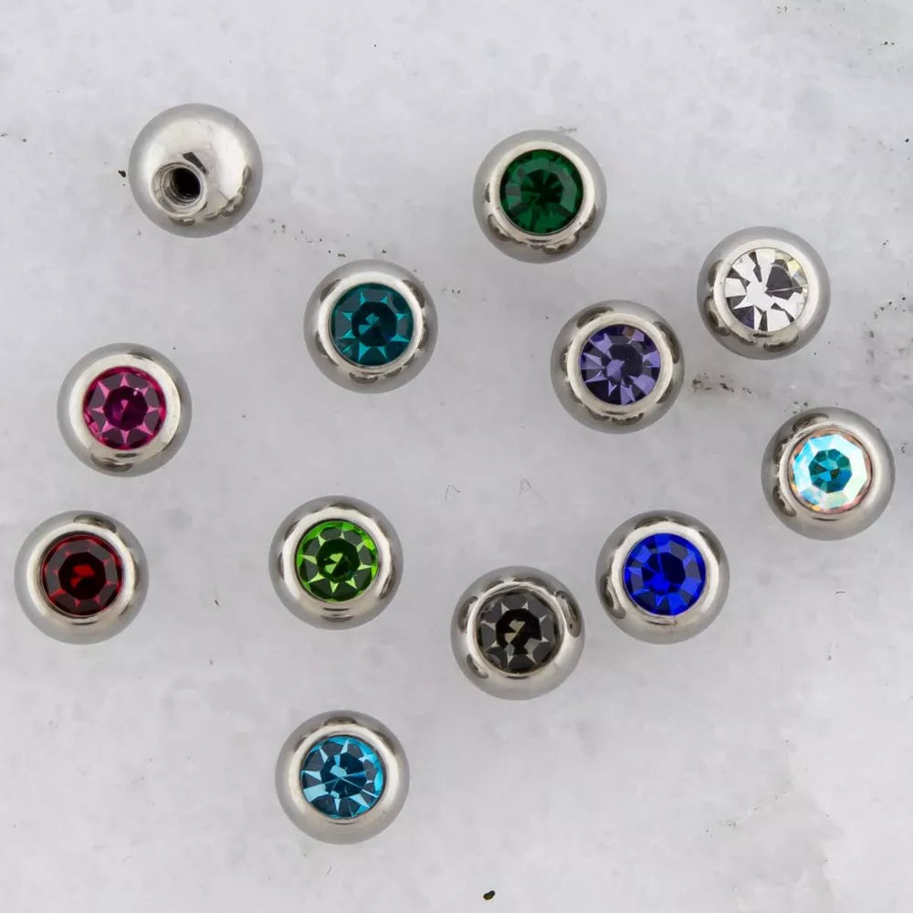 Body Jewelry Parts Steel Externally Threaded Gem Ball Assortments - 1 Pack -Rebel Bod-RebelBod