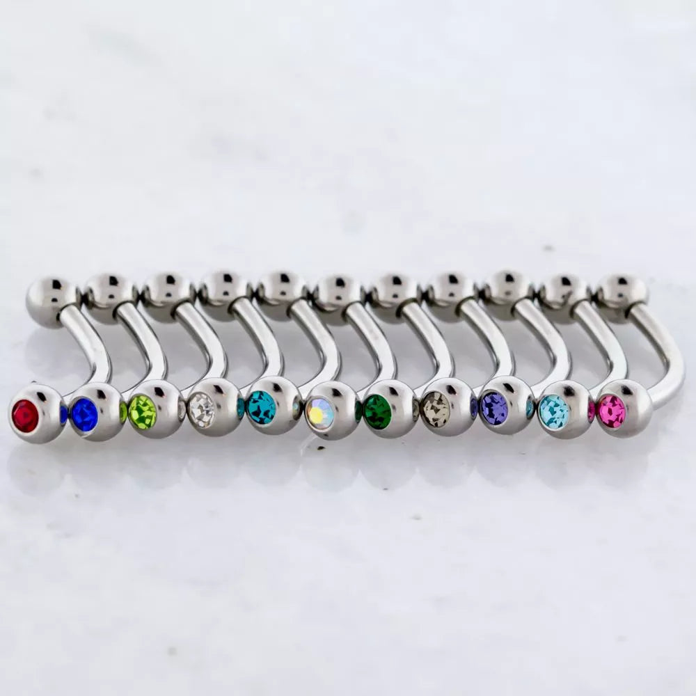 CURVED BARBELL Steel Internally Threaded Gem Eyebrow Curve Assortments - 1 Pack -Rebel Bod-RebelBod