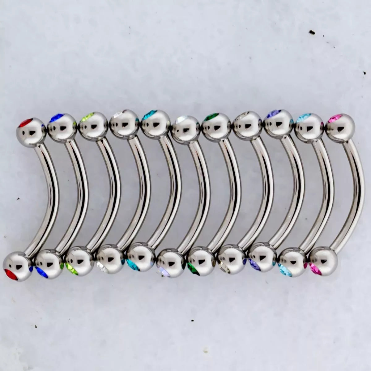 CURVED BARBELL Steel Internally Threaded Gem Eyebrow Curve Assortments - 1 Pack -Rebel Bod-RebelBod