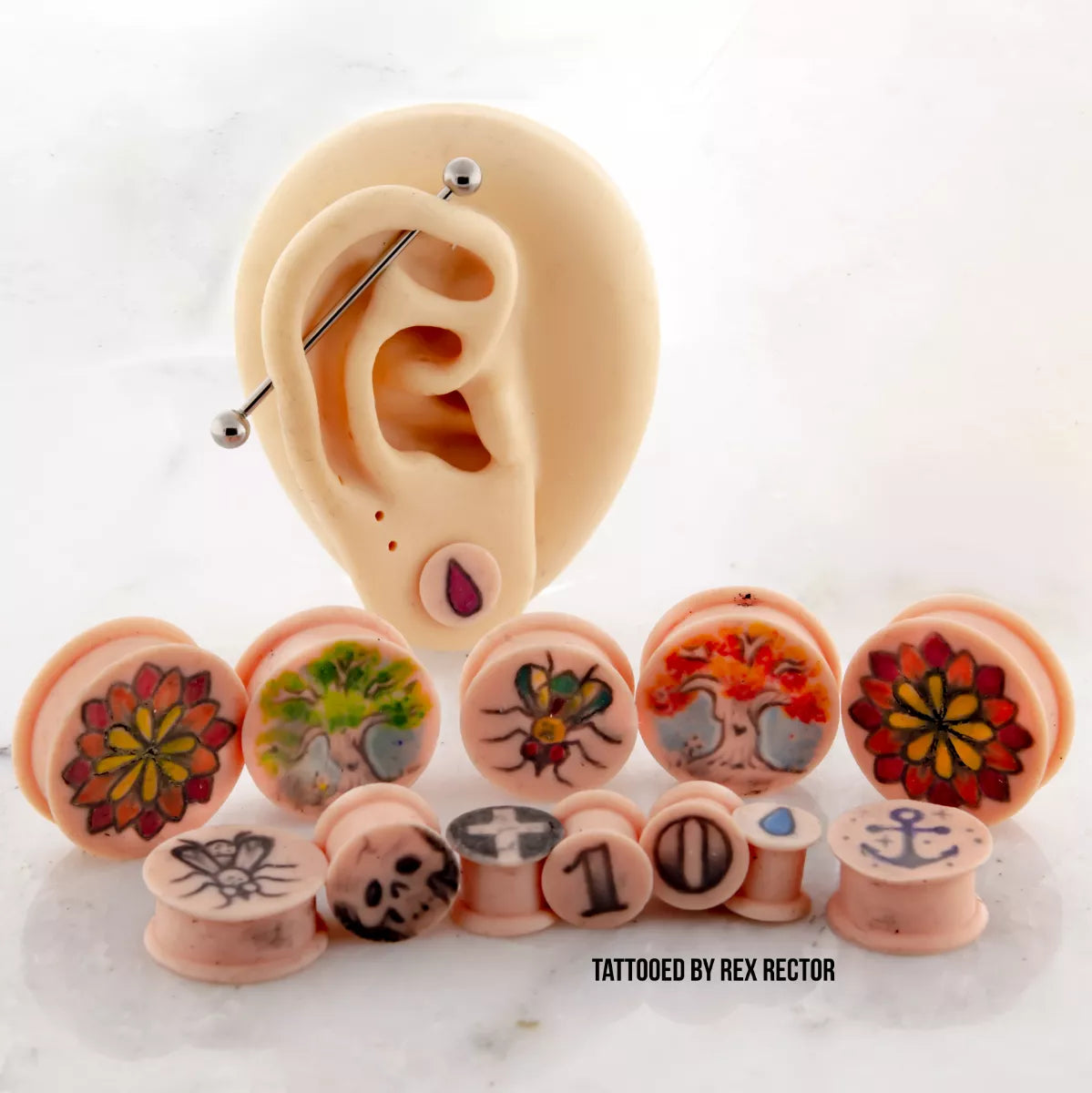 Plugs Earrings - Double Flare Tattooable Silicone Custom Plugs - Flesh Tone - 1 Piece #SPLT#1 -Rebel Bod-RebelBod
