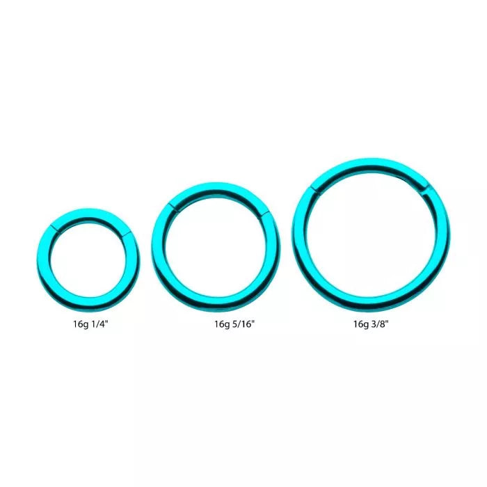 SEAMLESS CLICKER Teal Titanium PVD Clicker Hinged Segment Ring sbvsgrht - 1 Piece -Rebel Bod-RebelBod