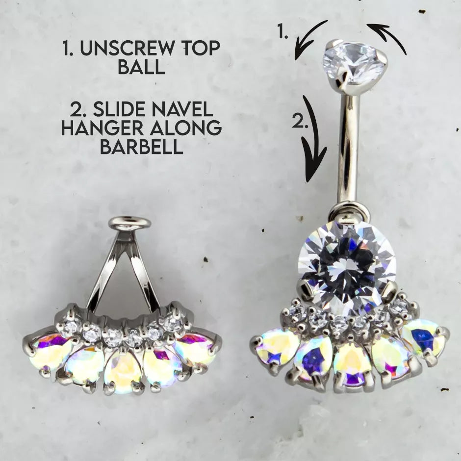 Belly Ring - Dangle Teardrop Gem Navel Hanger - 1 Piece -Rebel Bod-RebelBod