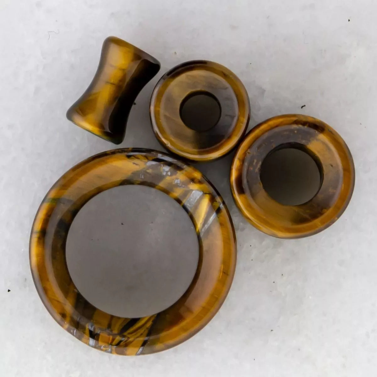 Tunnels - Double Flare Tiger Eye Stone Double Flare Tunnel Pair - 1 Pair -Rebel Bod-RebelBod