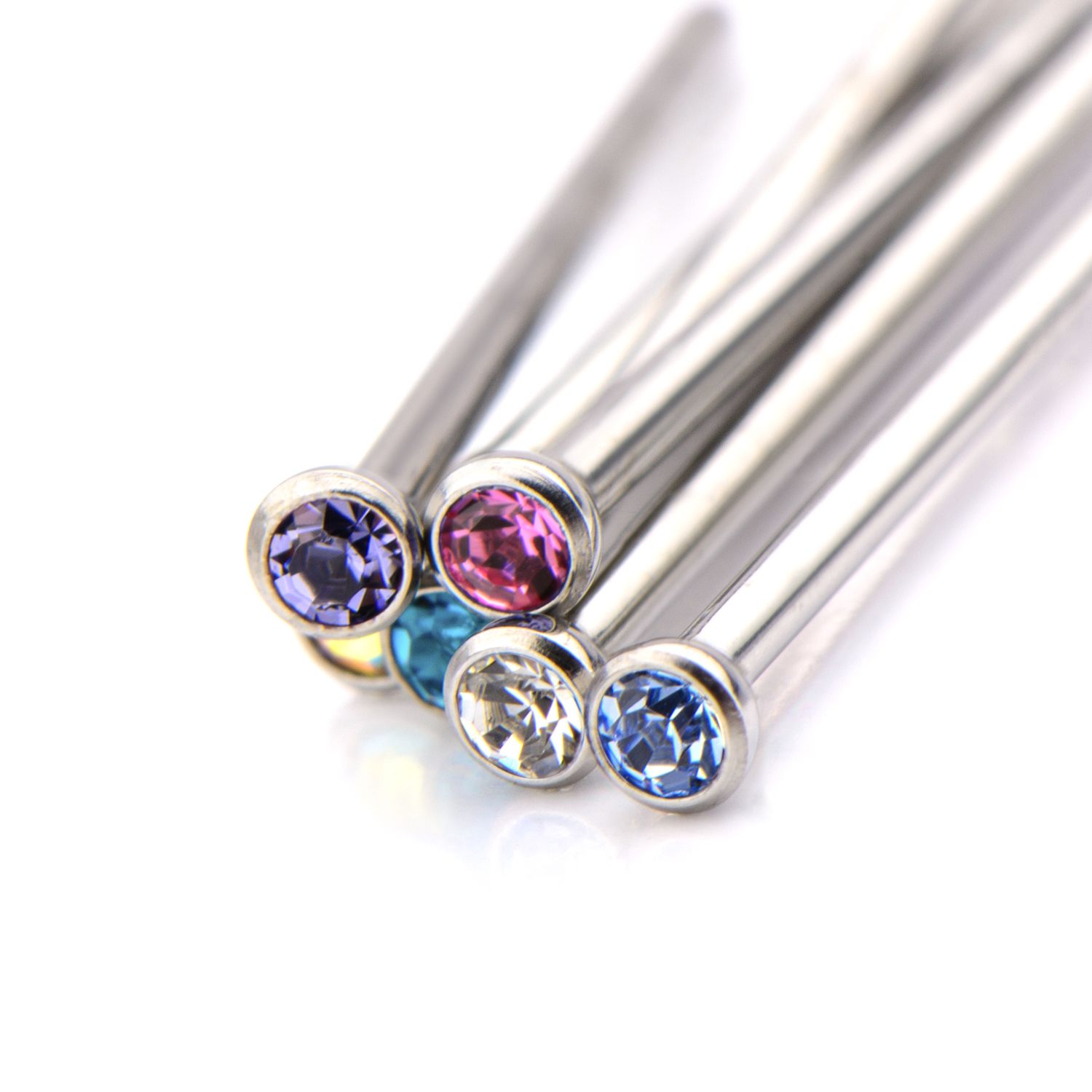 Titanium 2.5mm Bezel Set Preciosa Gem Nose Pin tilft -Rebel Bod-RebelBod