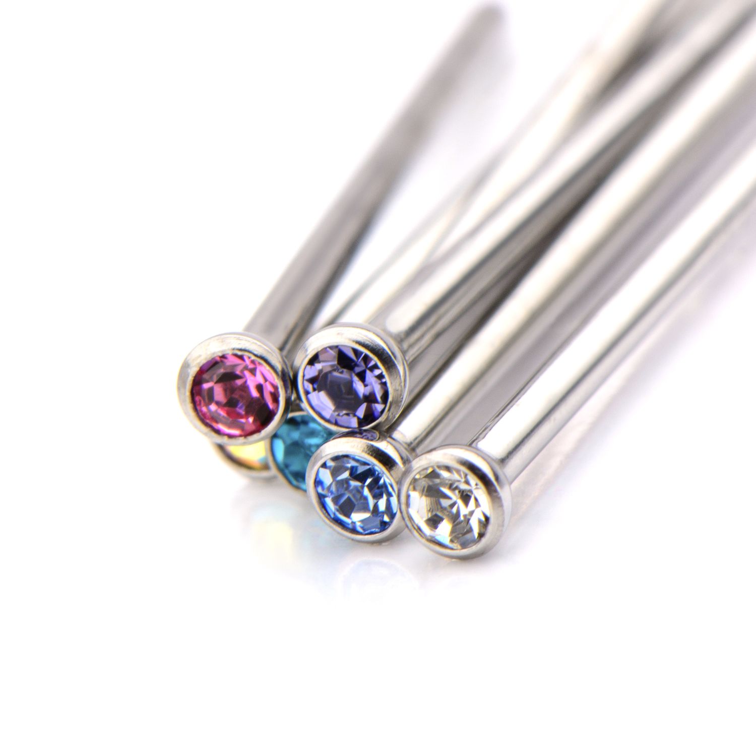 Titanium 2mm Bezel Set Austrian Crystal Nose Pin tilft -Rebel Bod-RebelBod