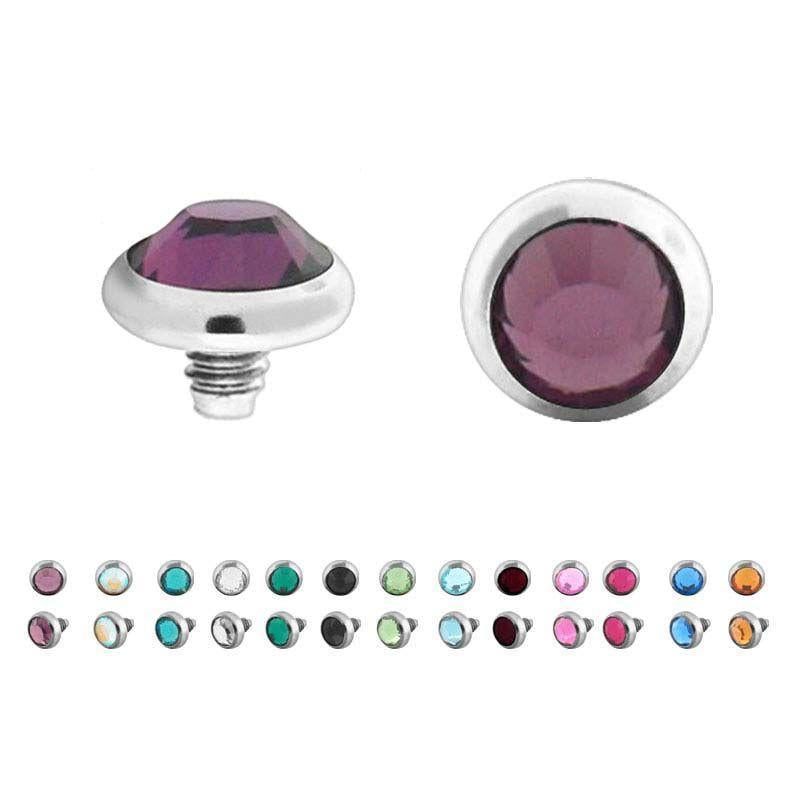 Dermals Titanium Birth Stone Gem Dermal Top w/ 3mm ball sbvderbez3 - 1 Piece -Rebel Bod-RebelBod