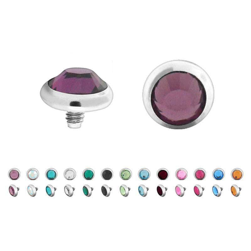 Dermals Titanium Birth Stone Gem Dermal Top w/ 4mm ball sbvderbez4 - 1 Piece -Rebel Bod-RebelBod