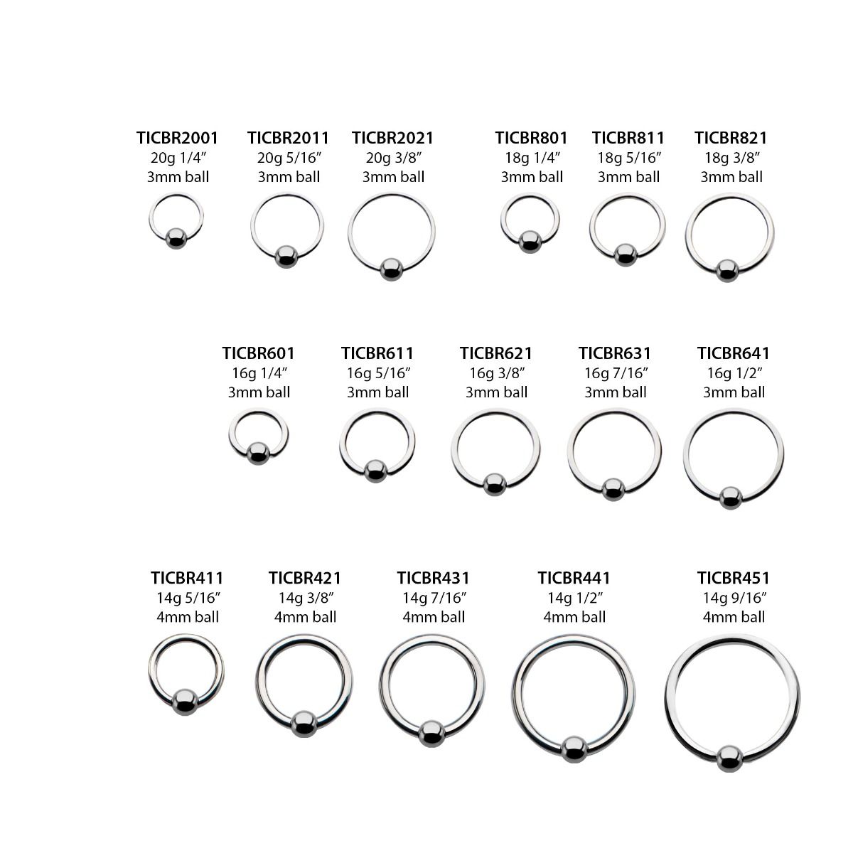 Titanium Captive Bead Ring ticbr2001 -Rebel Bod-RebelBod