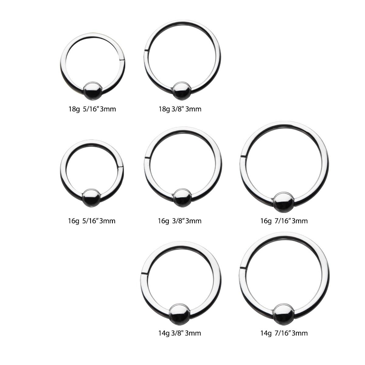 Titanium Clicker Ring 3mm Ball Hinged Segment Ring tisgrha8 -Rebel Bod-RebelBod