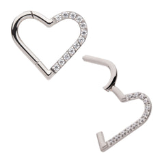 Titanium CNC Set Gem Heart Front Facing Hinged Segment Clicker