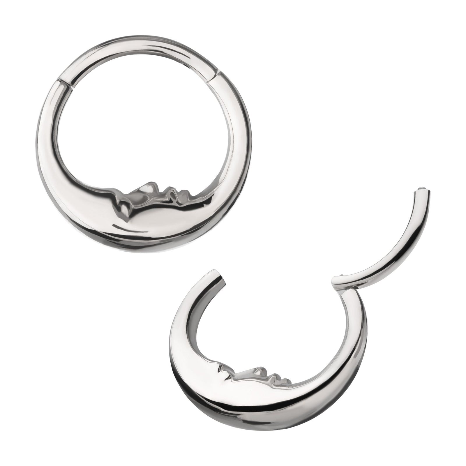 Titanium Crescent Moon Face Front Facing Hinged Segment Clicker tisgrhp20610 -Rebel Bod-RebelBod