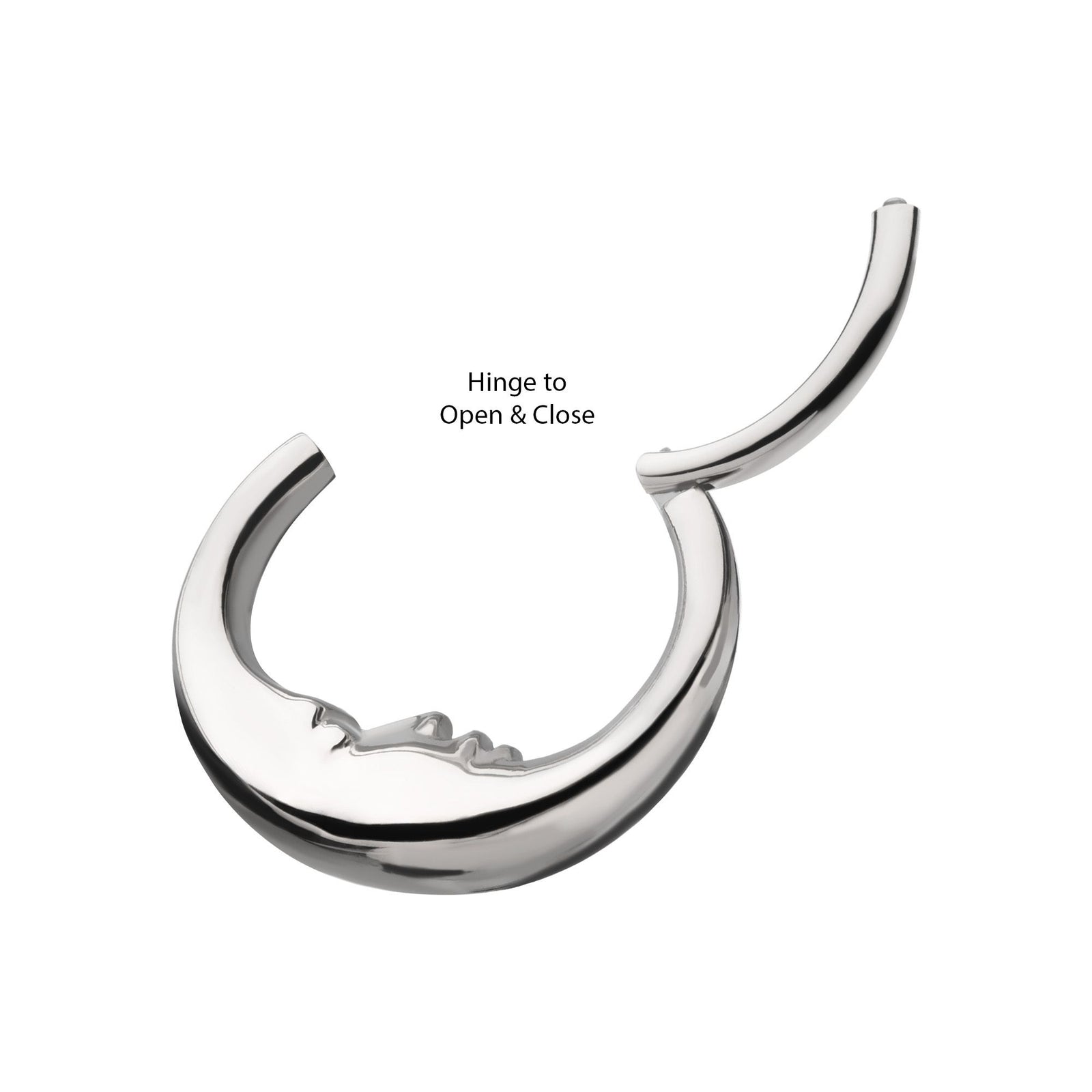 Titanium Crescent Moon Face Front Facing Hinged Segment Clicker tisgrhp20610 -Rebel Bod-RebelBod