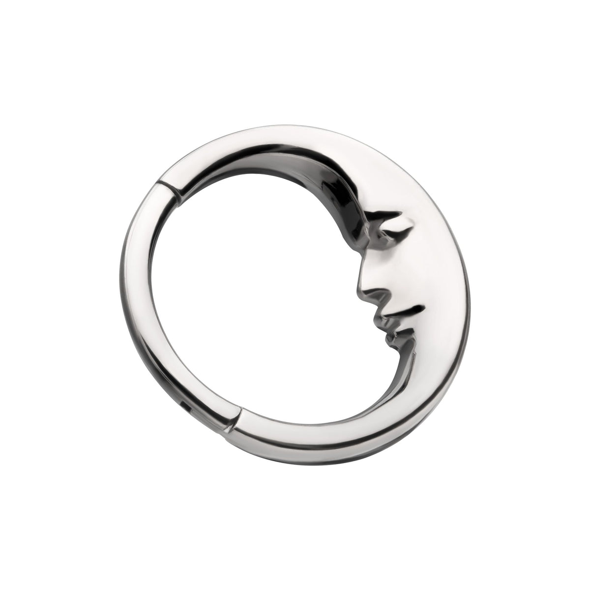 Titanium Crescent Moon Face Front Facing Hinged Segment Clicker tisgrhp20610 -Rebel Bod-RebelBod