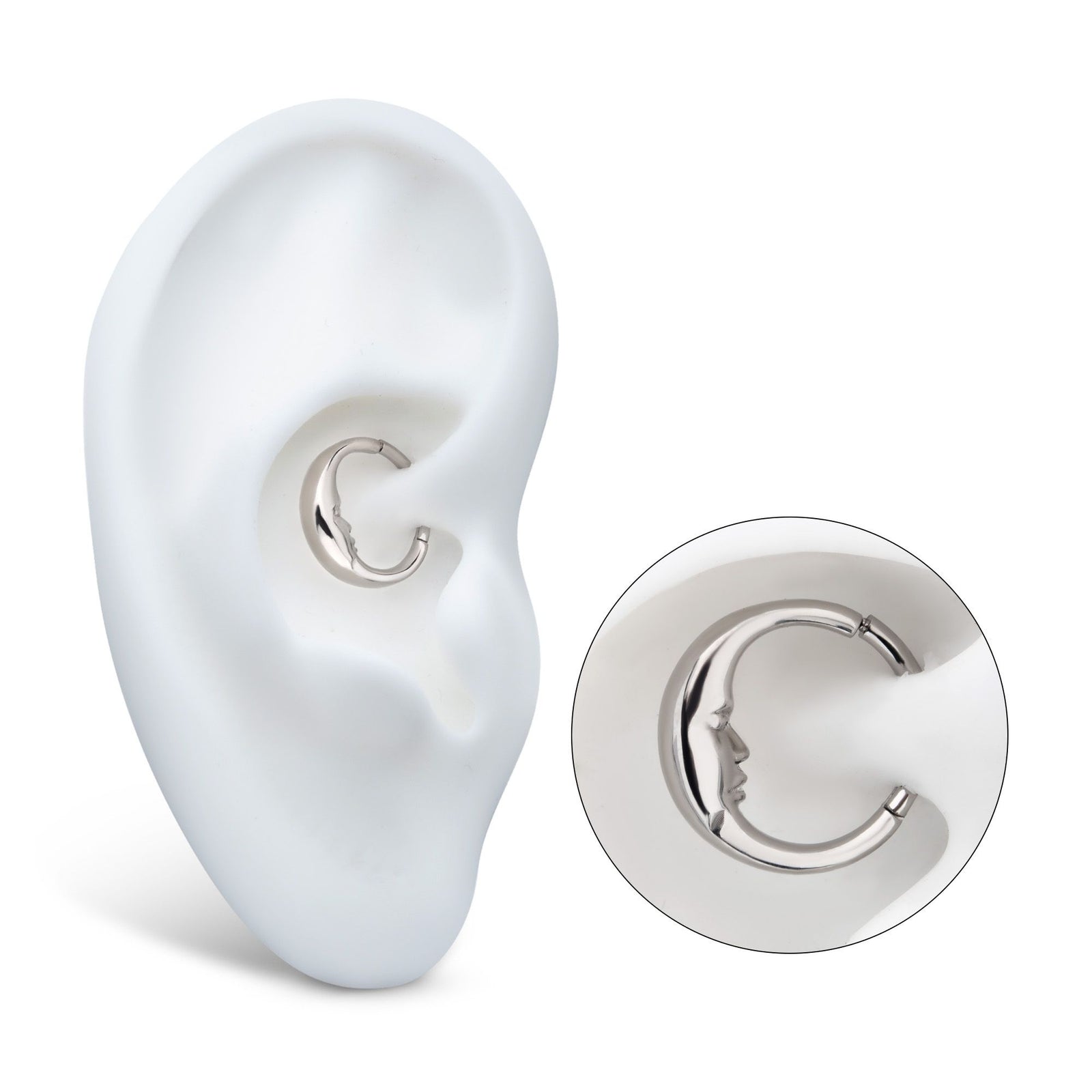 Titanium Crescent Moon Face Front Facing Hinged Segment Clicker tisgrhp20610 -Rebel Bod-RebelBod