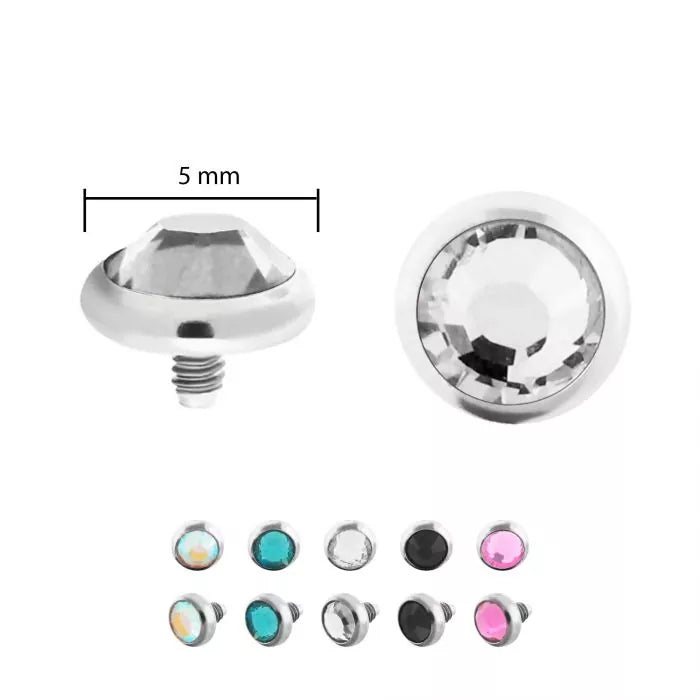 Dermals Titanium Gem Birth Stone Dermal Top w/ 5mm ball sbvderbez5 - 1 Piece -Rebel Bod-RebelBod