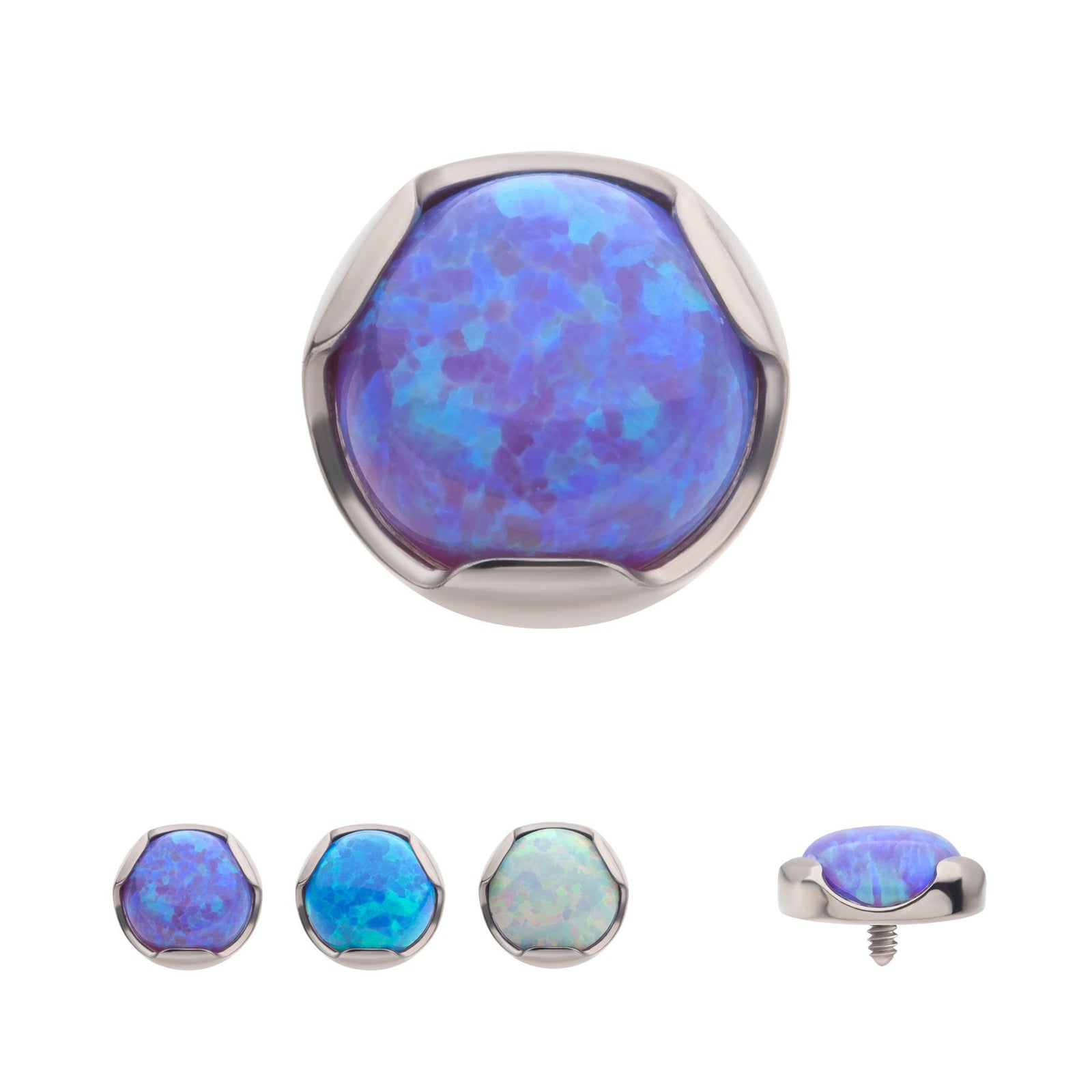 Titanium Internally Threaded 3-Prong Set Opal Low Profile Top titd35 -Rebel Bod-RebelBod