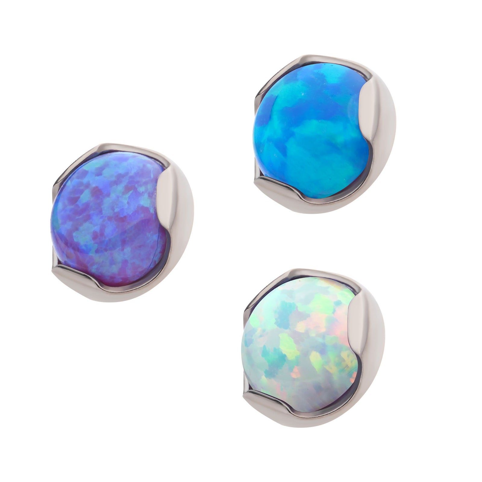Titanium Internally Threaded 3-Prong Set Opal Low Profile Top titd35 -Rebel Bod-RebelBod